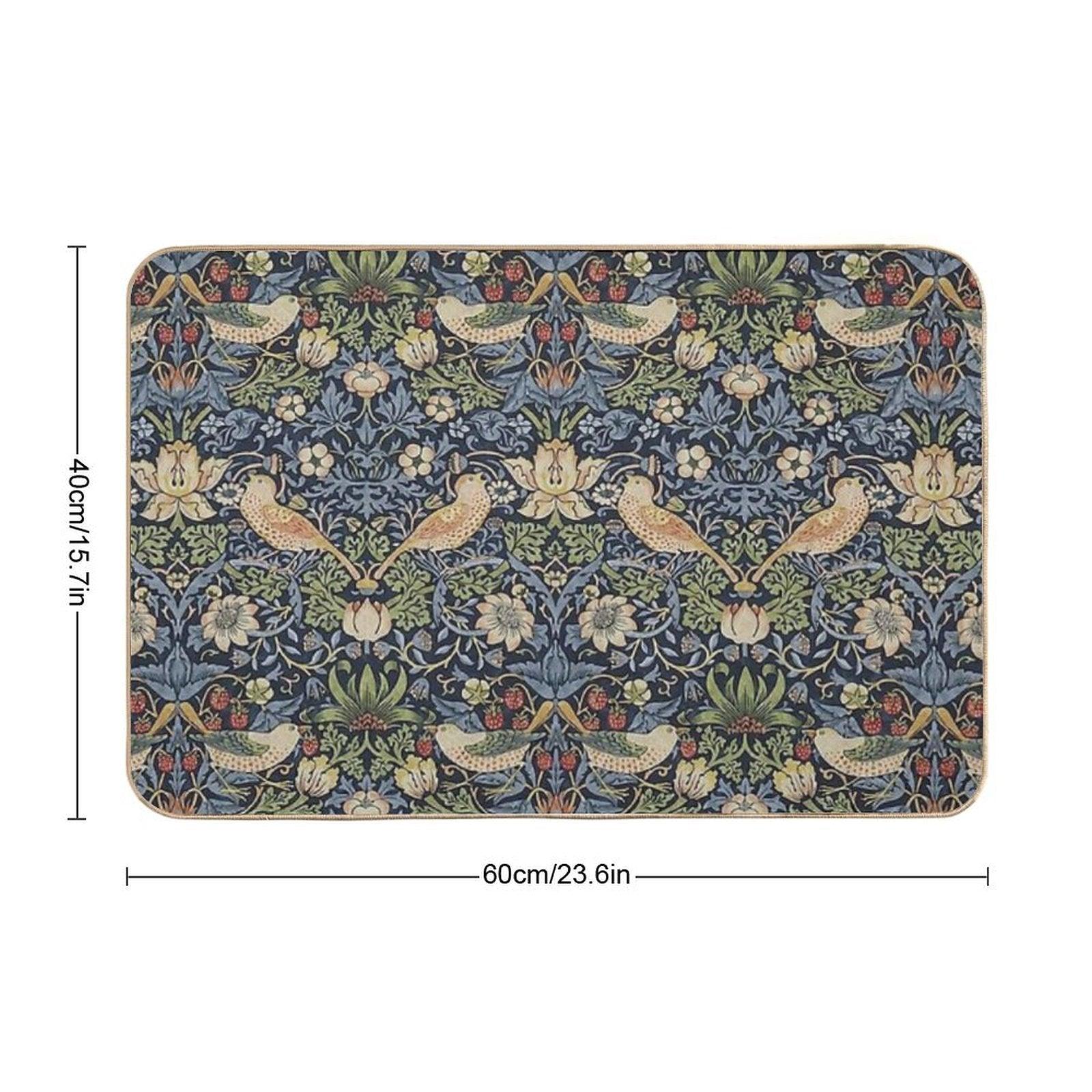 William Morris Strawberry Thief Pattern Bath Mat