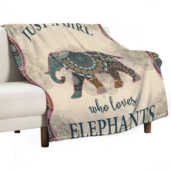 Just A Girl Who Loves Elephants Mandala Gift-ready Throw Blanket