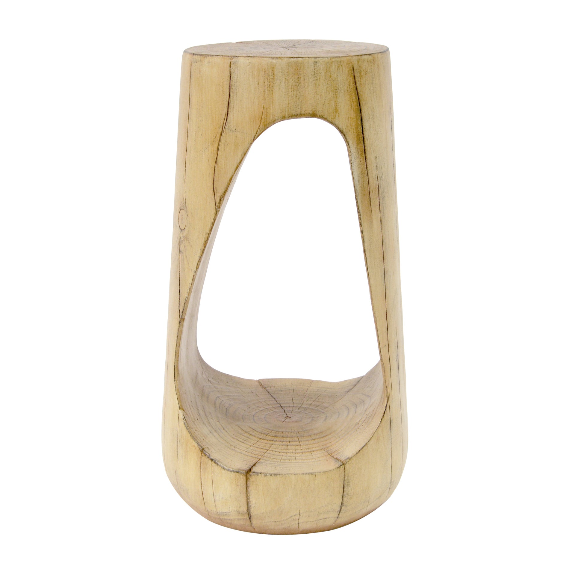 Hollow Design End Table with Wood Like Texture, and Natural Color