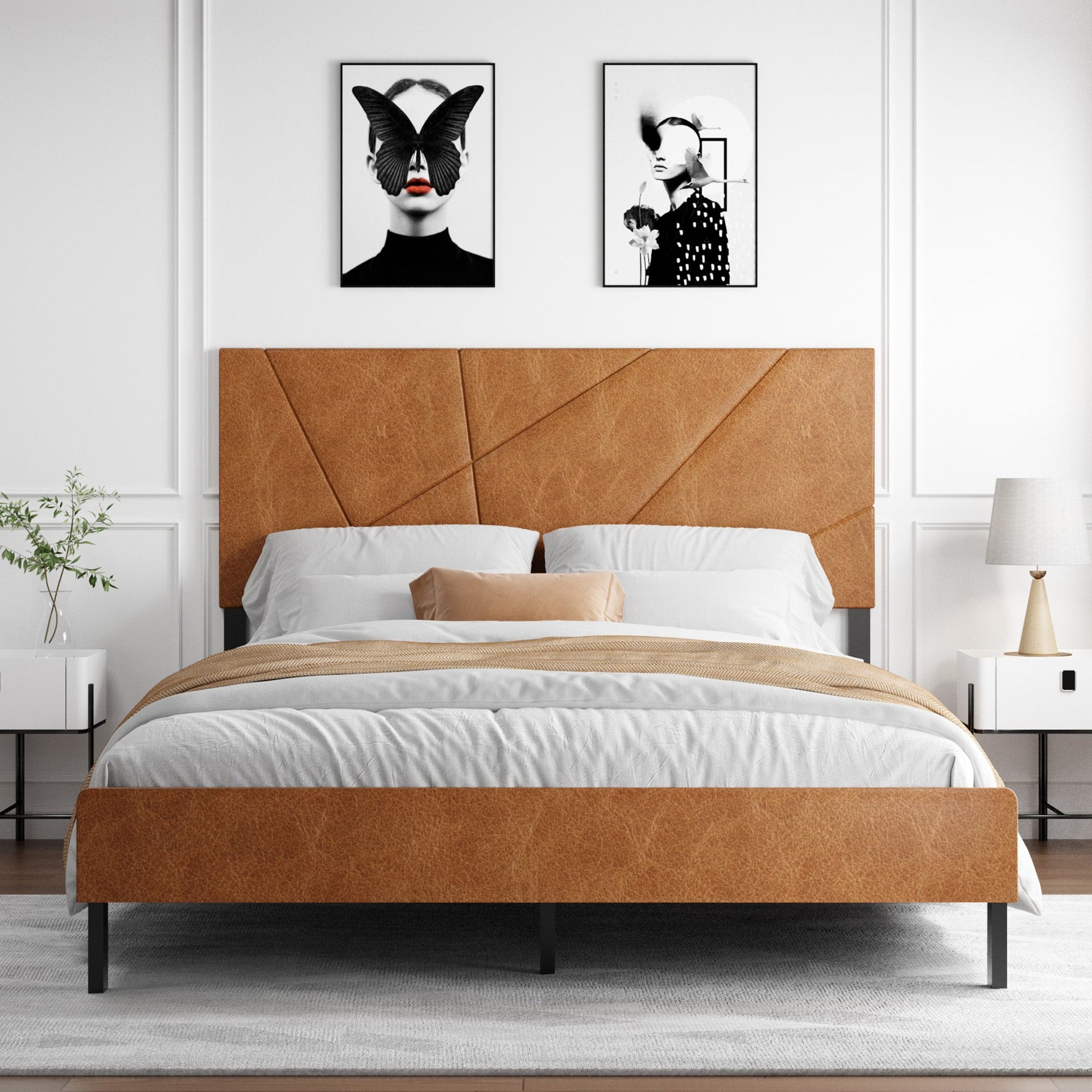 Queen Size Metal Bed Frame with Under-Bed Storage