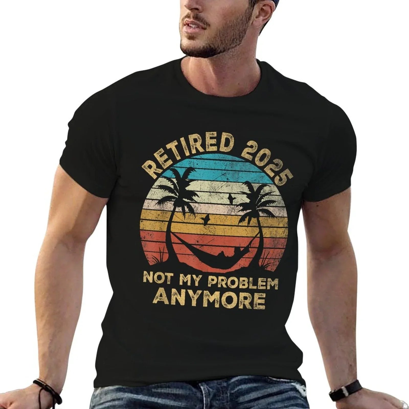 Retired 2025 Funny Vintage Retirement Humor Gifts Men Women T-Shirt