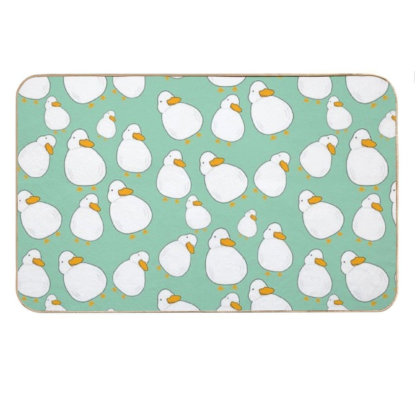 Chubby Duck Pattern Cute Fluffy White Bird Simple Anime Cartoon Kawaii Animal Bath Mat