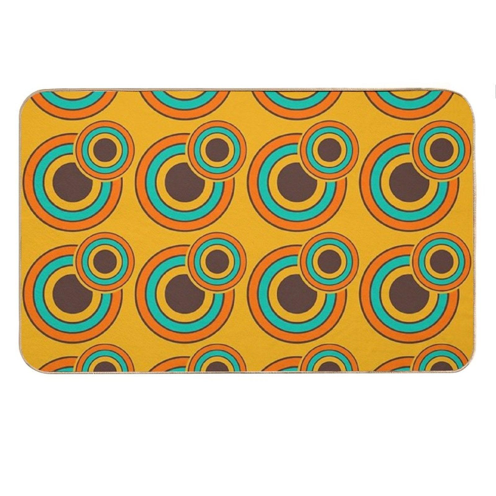 1970's Retro Circles  Vintage 70s Seventies Pattern Bath Mat