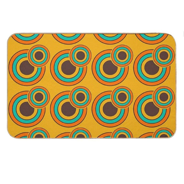 1970's Retro Circles  Vintage 70s Seventies Pattern Bath Mat