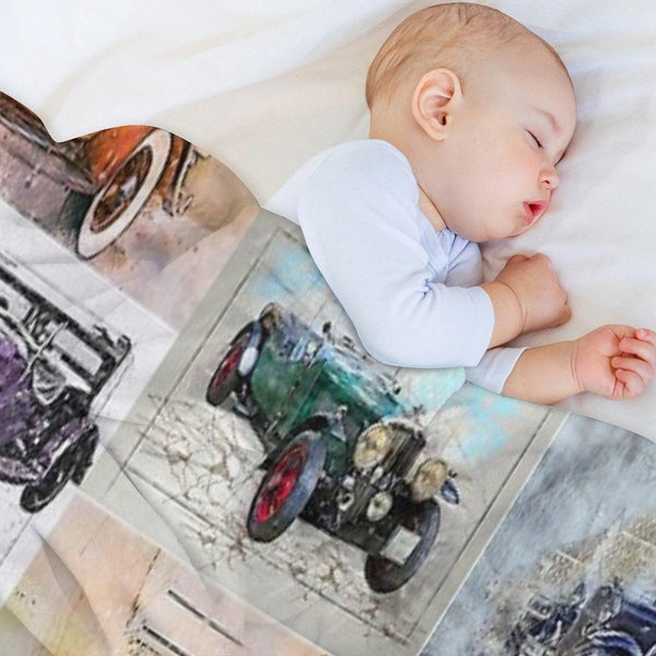 Classic Vintage Cars Montage #4 Throw Blanket