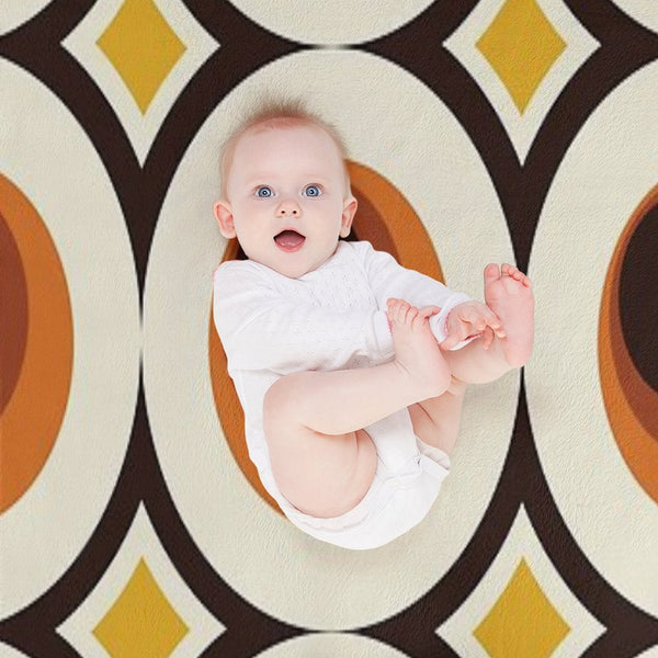1970s Orange Mid-Century Modern Circle 1 Premium Throw Blanket