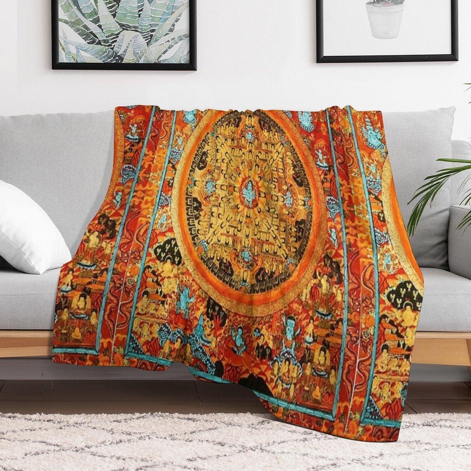 Buddhist Mandala Ashta Bhairava Thangka 45 Throw Blanket