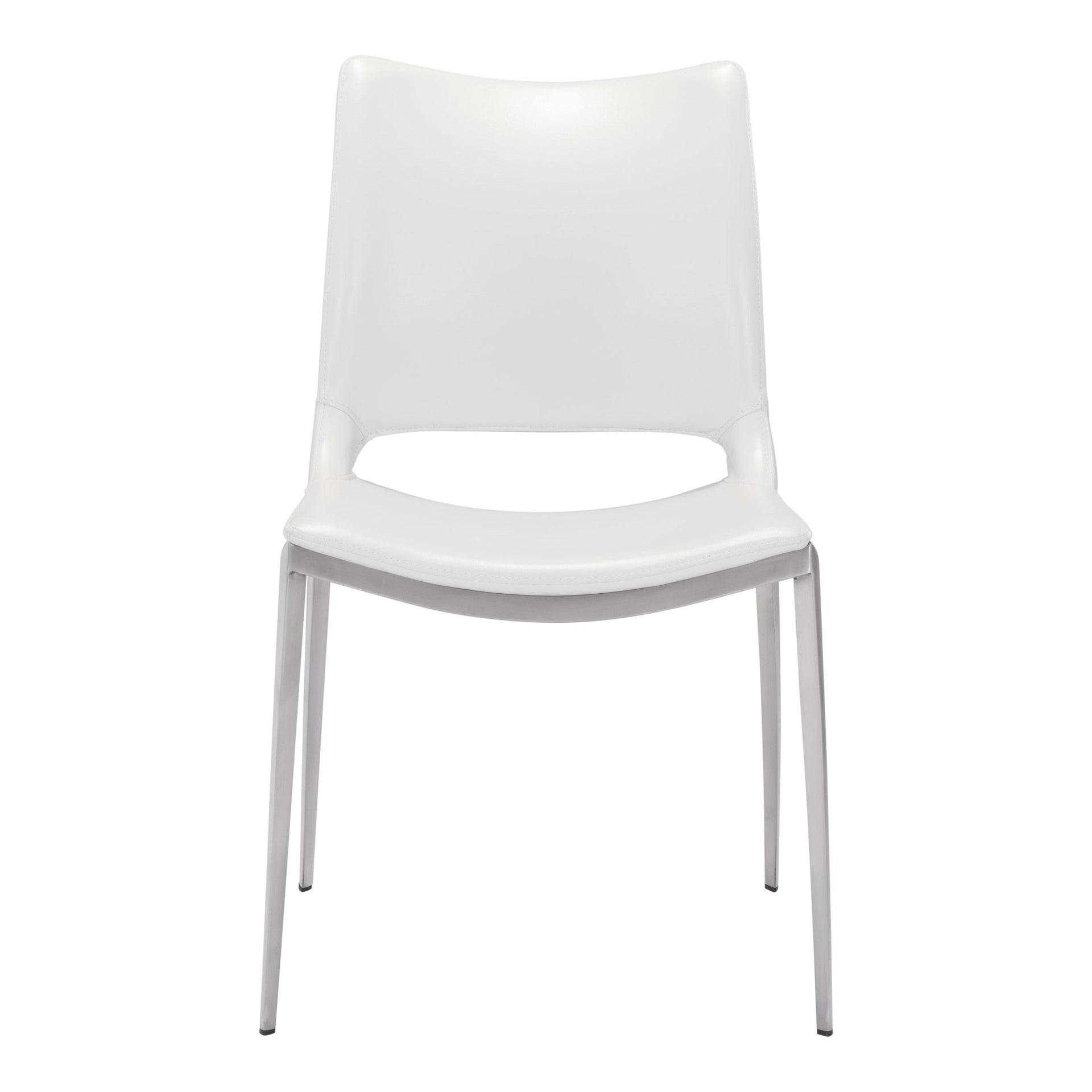 Ace Dining Chair (Set of 2) White & Silver