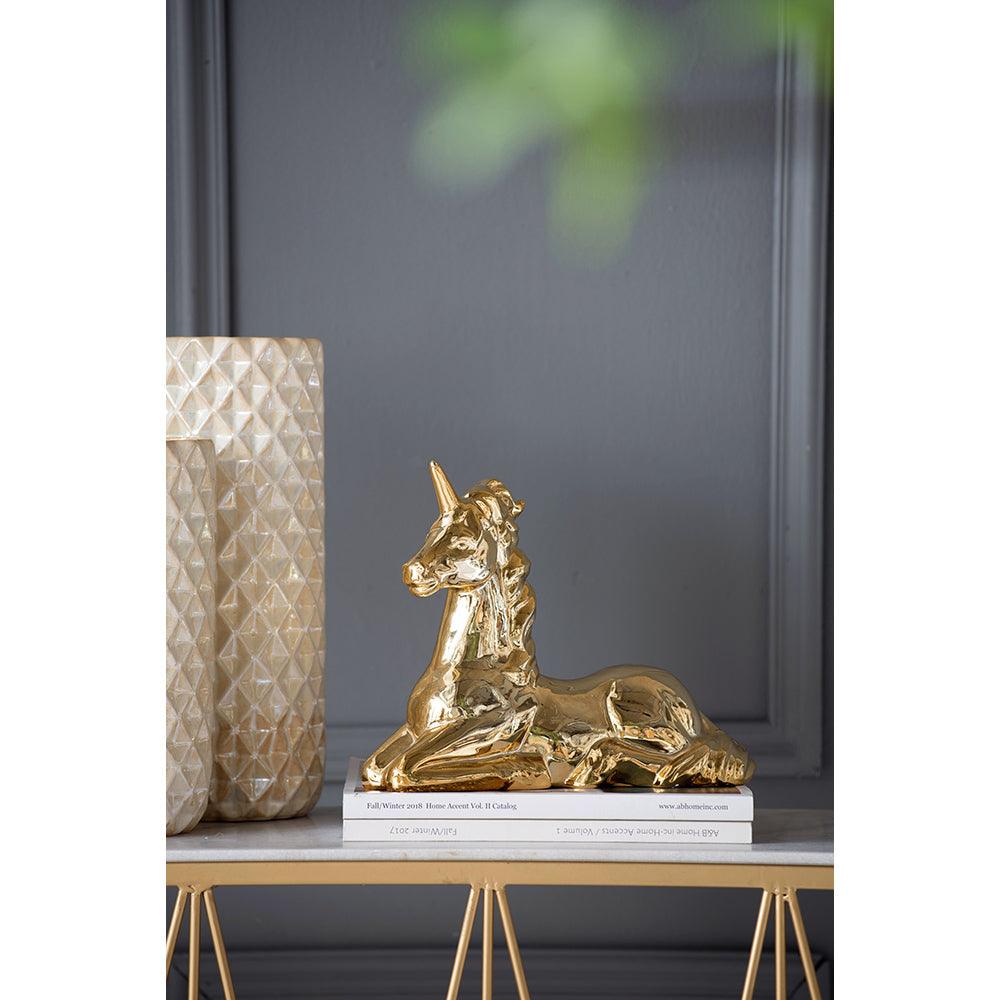 Modern Decorative  Gold Ceramic Unicorn Figurine