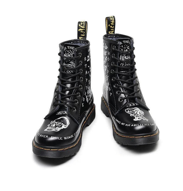 Men's Hard Leather Graffiti Boots