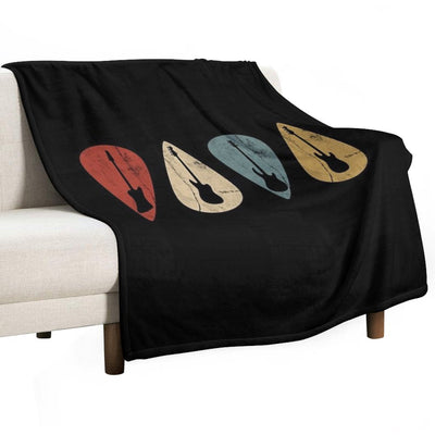 Bass Guitars Picks Retro Velvety-soft Throw Blanket