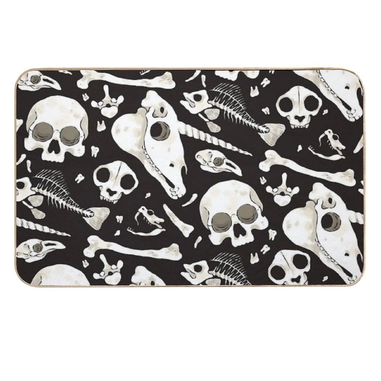Black Skulls And Bones - Wunderkammer Durable Bath Mat