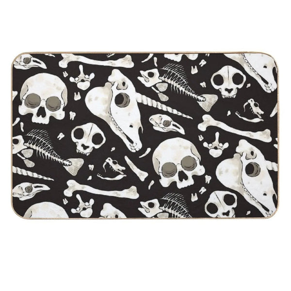 Black Skulls And Bones - Wunderkammer Durable Bath Mat