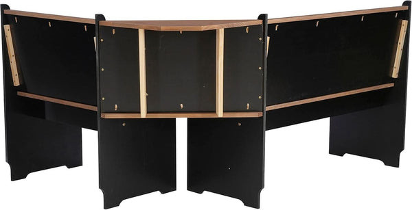 Black Pecan Five Seat Dining Set With Storage Benches