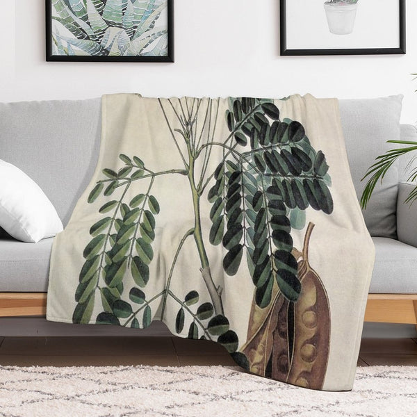 Acacia Vintage Botanical Print All-season Throw Blanket