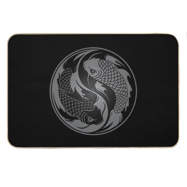 Gray And Black Yin Yang Koi Fish Bath Mat