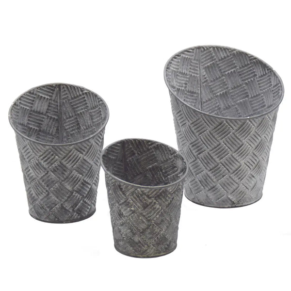 Round Basketweave Planters