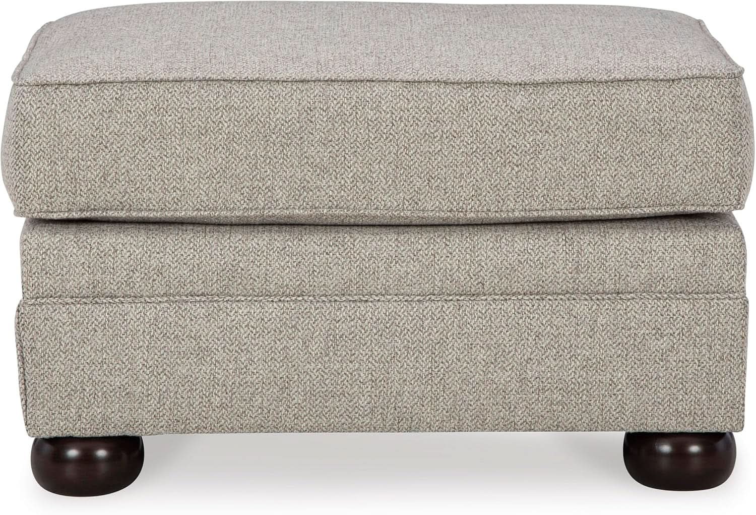 Rectangular Upholstered Ottoman Light Brown Bun Legs