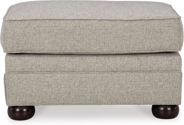 Rectangular Upholstered Ottoman Light Brown Bun Legs
