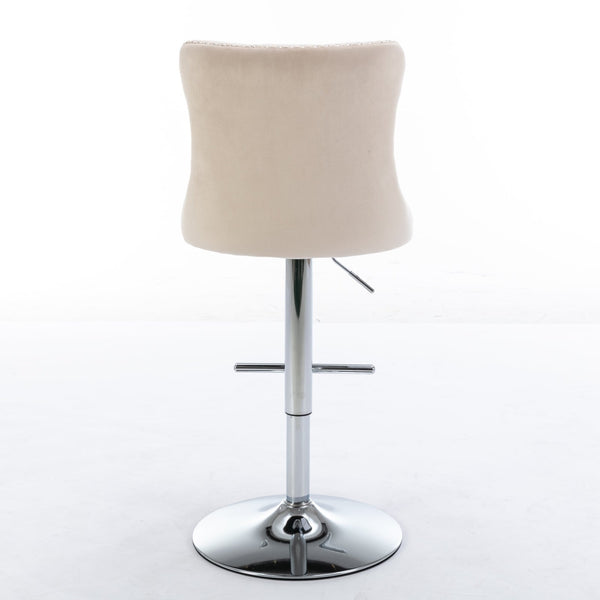 Modern Velvet Swivel Barstools with Adjustable Seat Height and Chrome Base