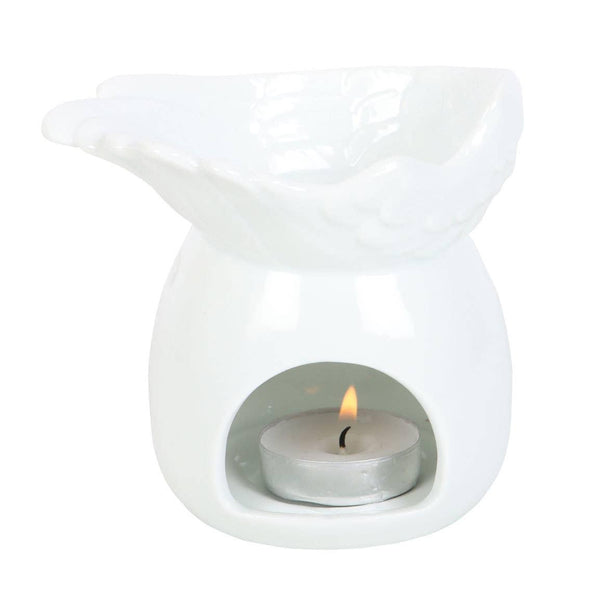 White Angel Wing Dish Tealight Wax Warmer