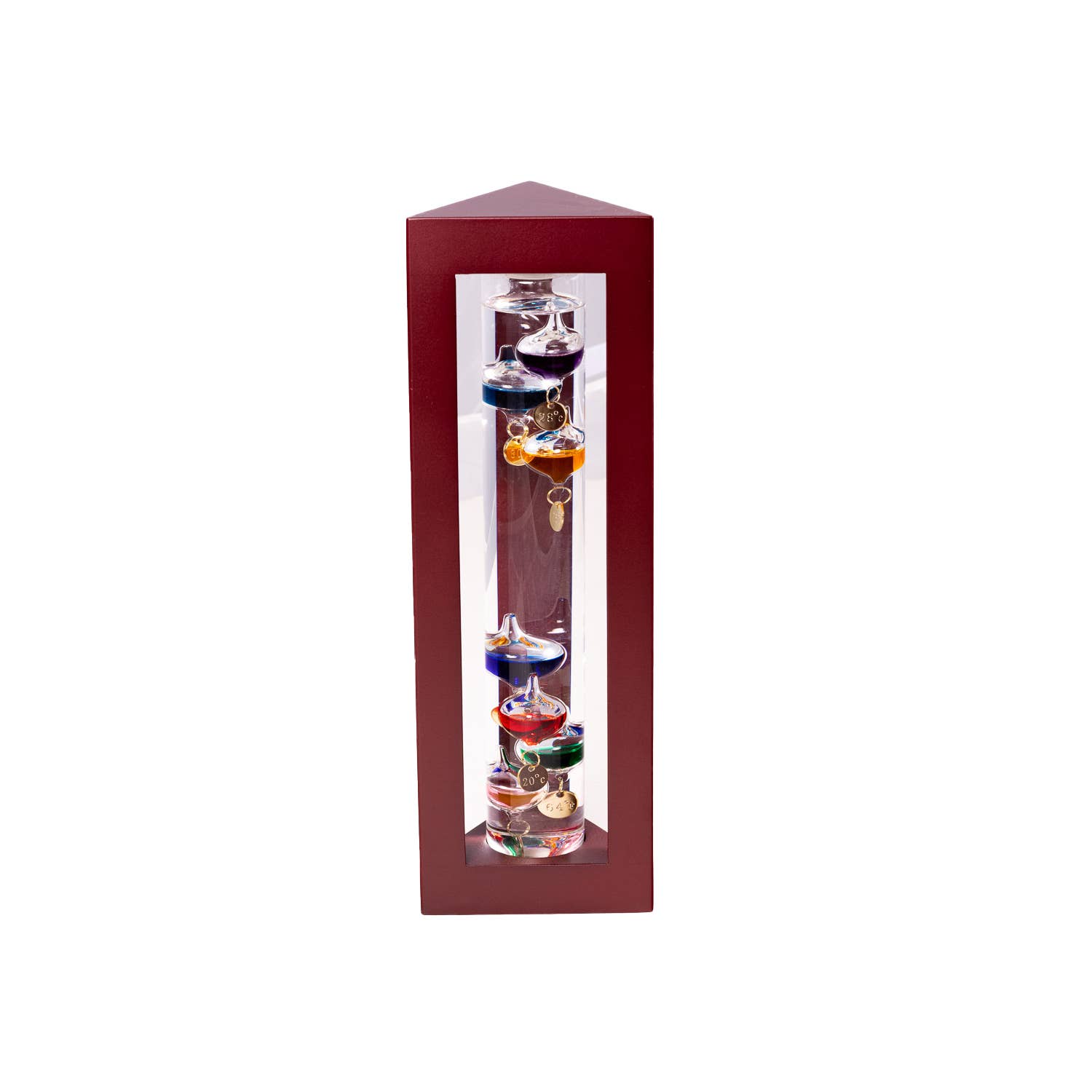 Galileo Thermometer - Elegant Wooden Liquid Temperature Gauge with Glass Balls