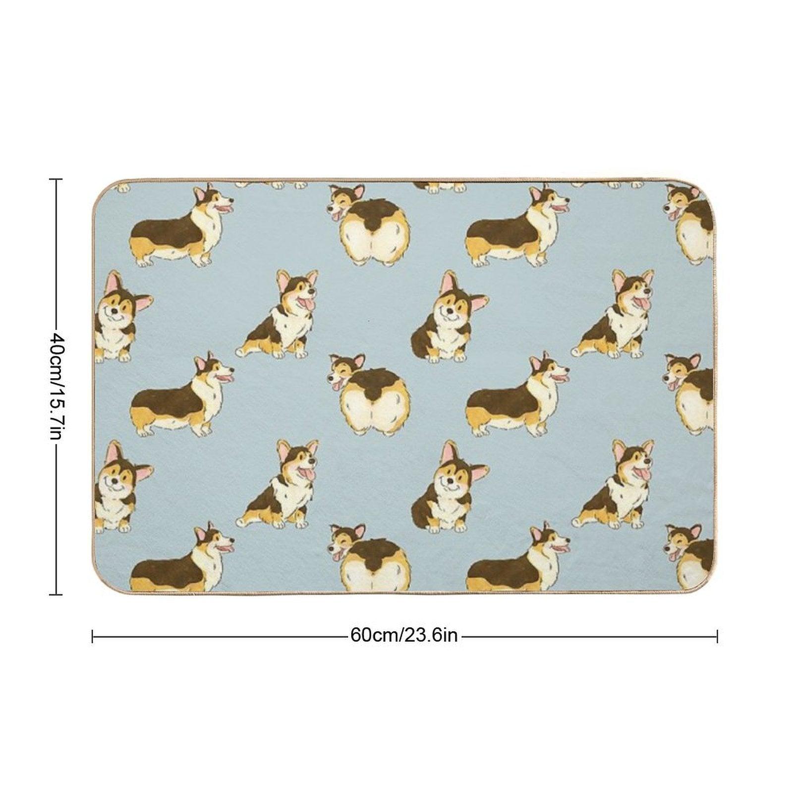 Tri Color Corgi Dog Bath Mat
