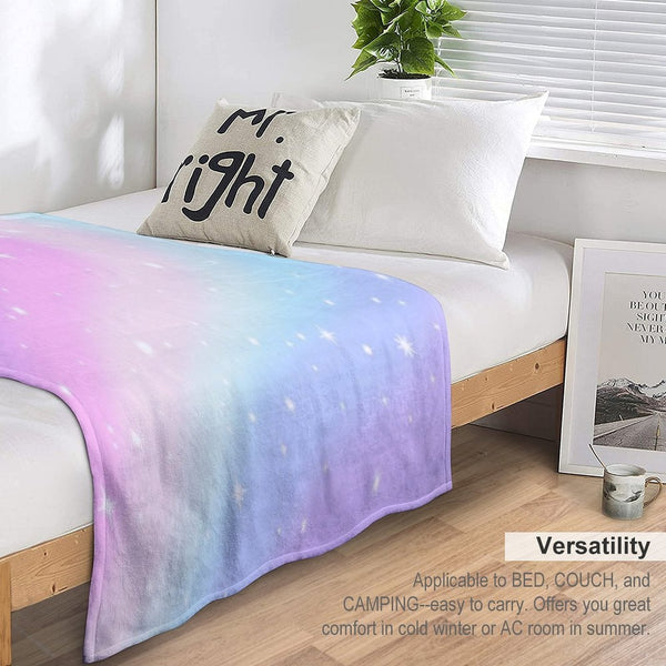 Kawaii Rainbow Magic Plush Throw Blanket