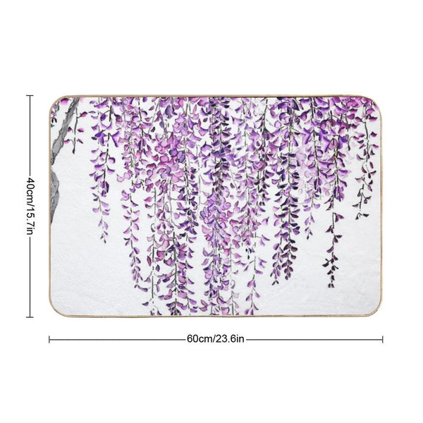 Hand Painted Purple Wisteria  in Bloom Bath Mat