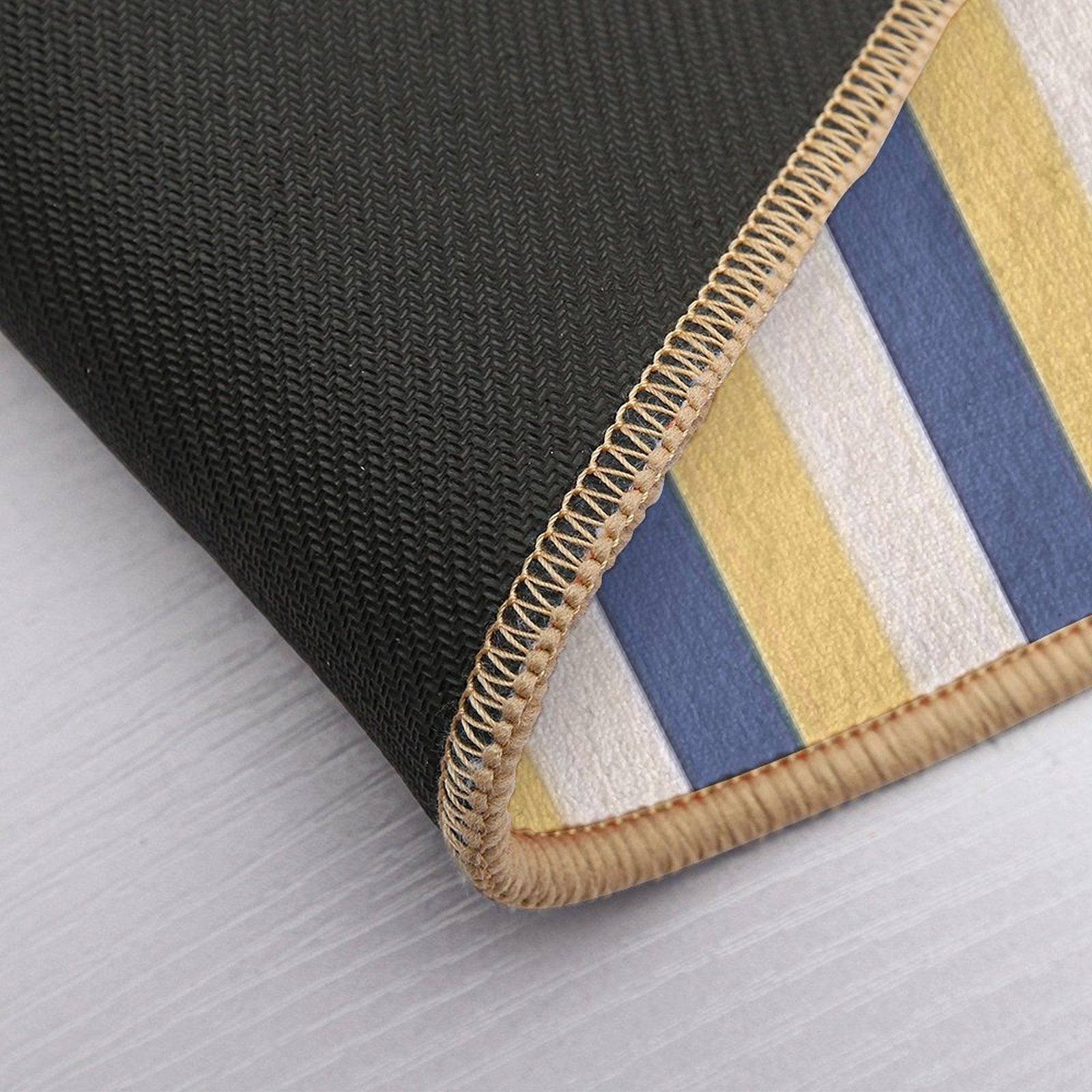 Blue Yellow Stripes - Striped Bath Mat