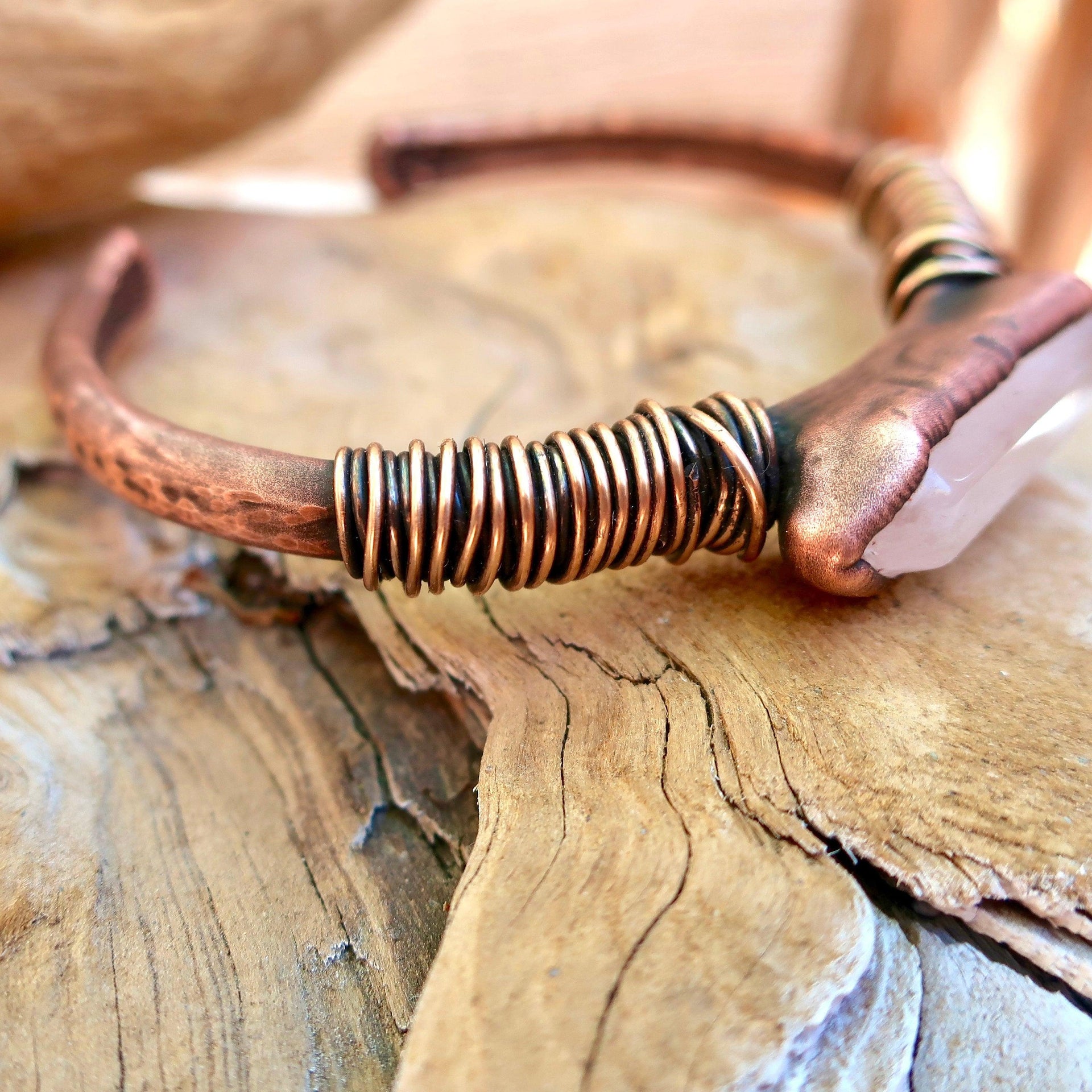 Quartz Bracelet Electroformed Copper - Clarity Confidence | By Blackbird & Sage