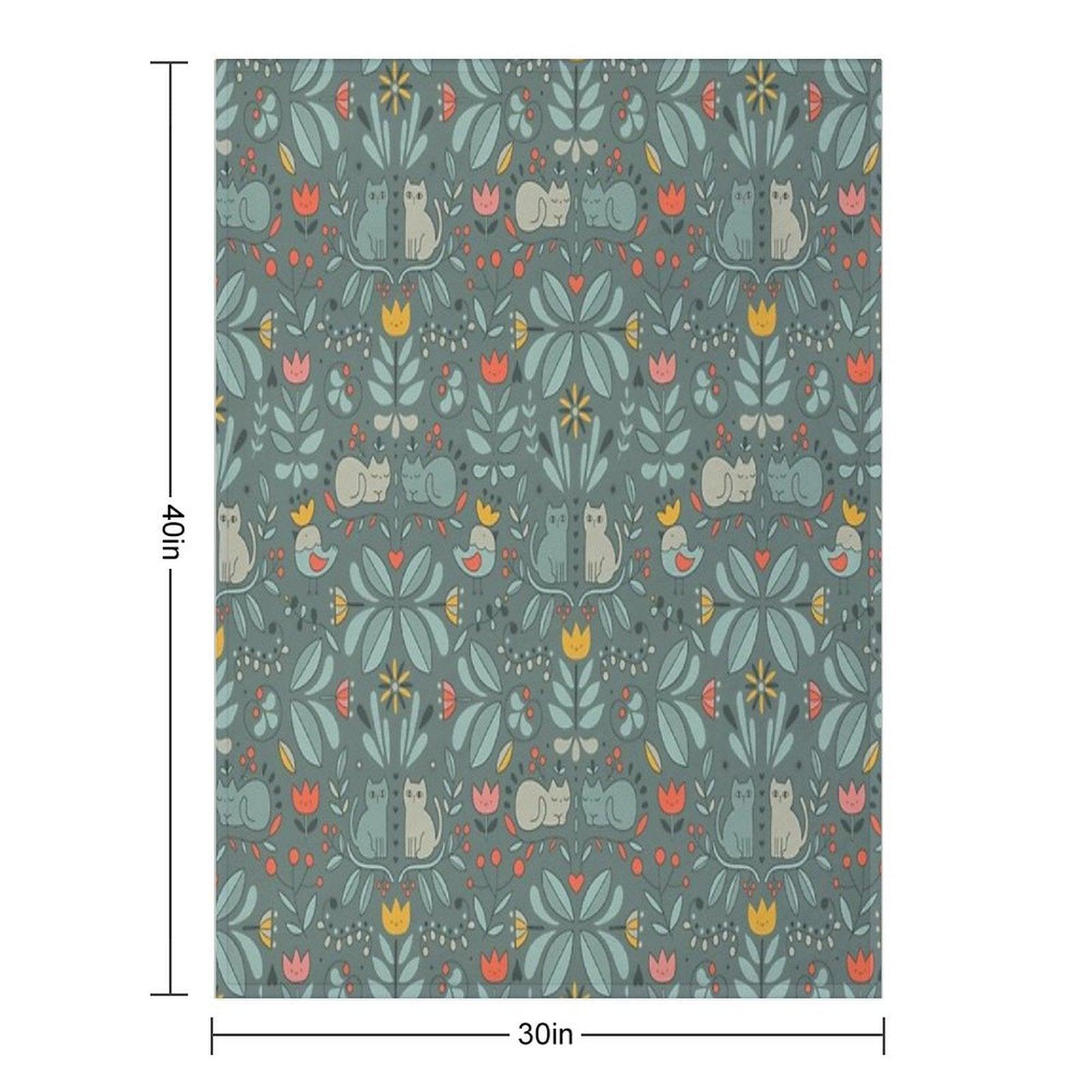 Swedish Folk Cats Throw Blanket