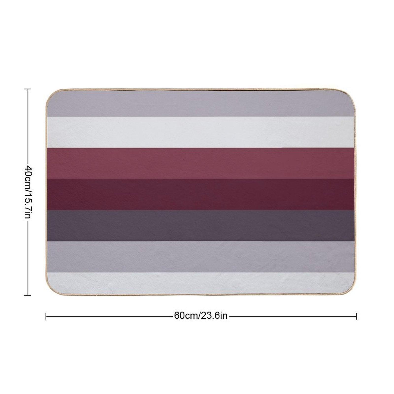 Preppy Trendy Winter Colors Ombre Grey Burgundy Red Plum Stripes Bath Mat