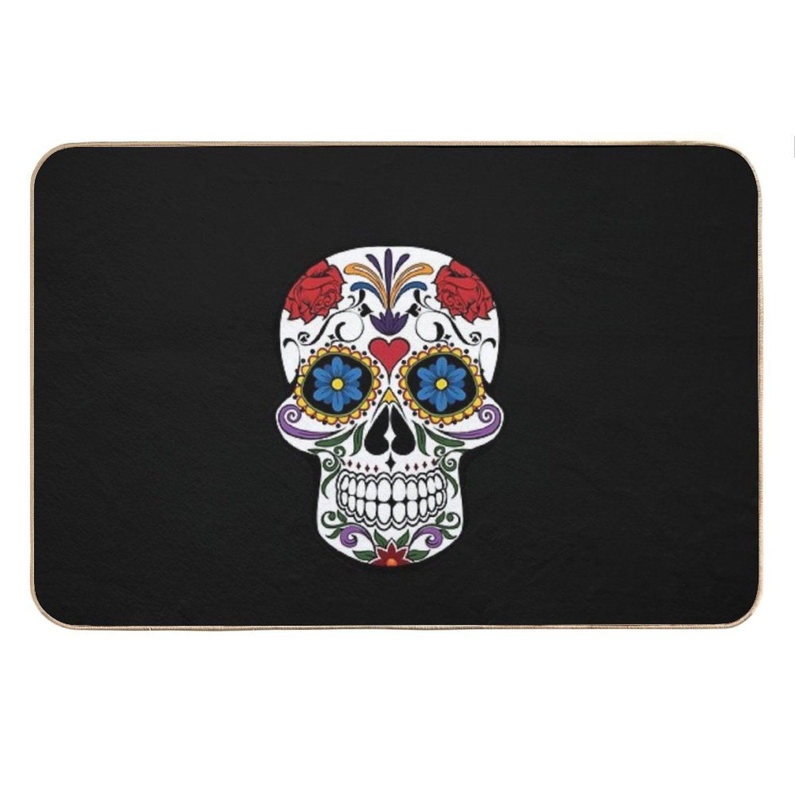 Halloween Skull Floral Rose Bath Mat