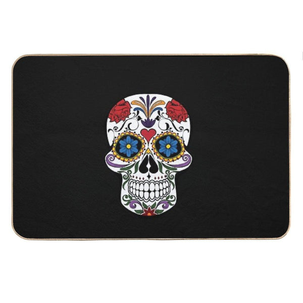 Halloween Skull Floral Rose Bath Mat