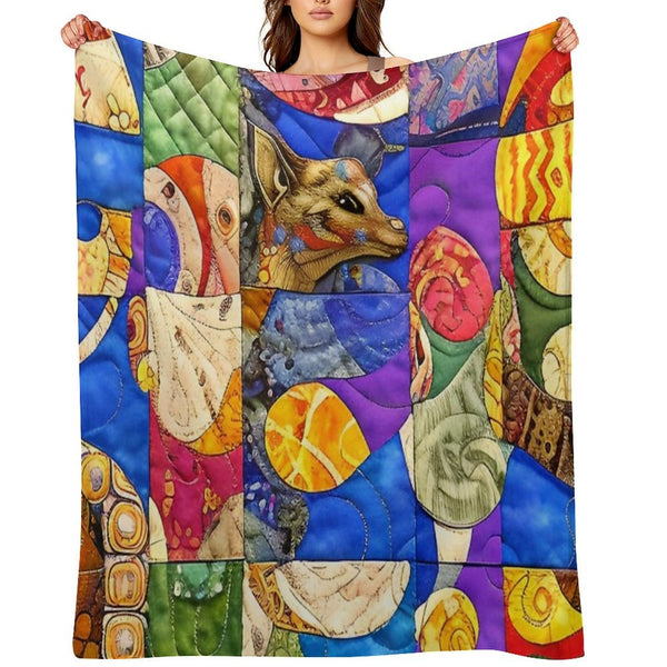 Faux Quilt Tile Pattern Compact Throw Blanket