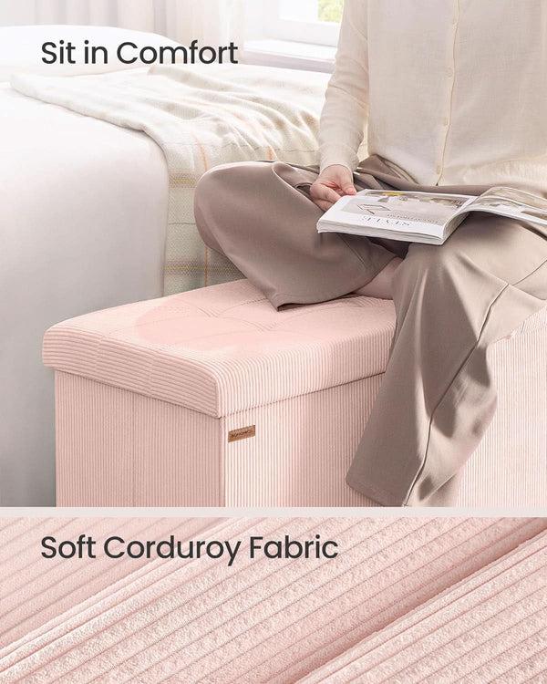 Jelly Pink Foldaway Underbed Storage Ottoman Bench