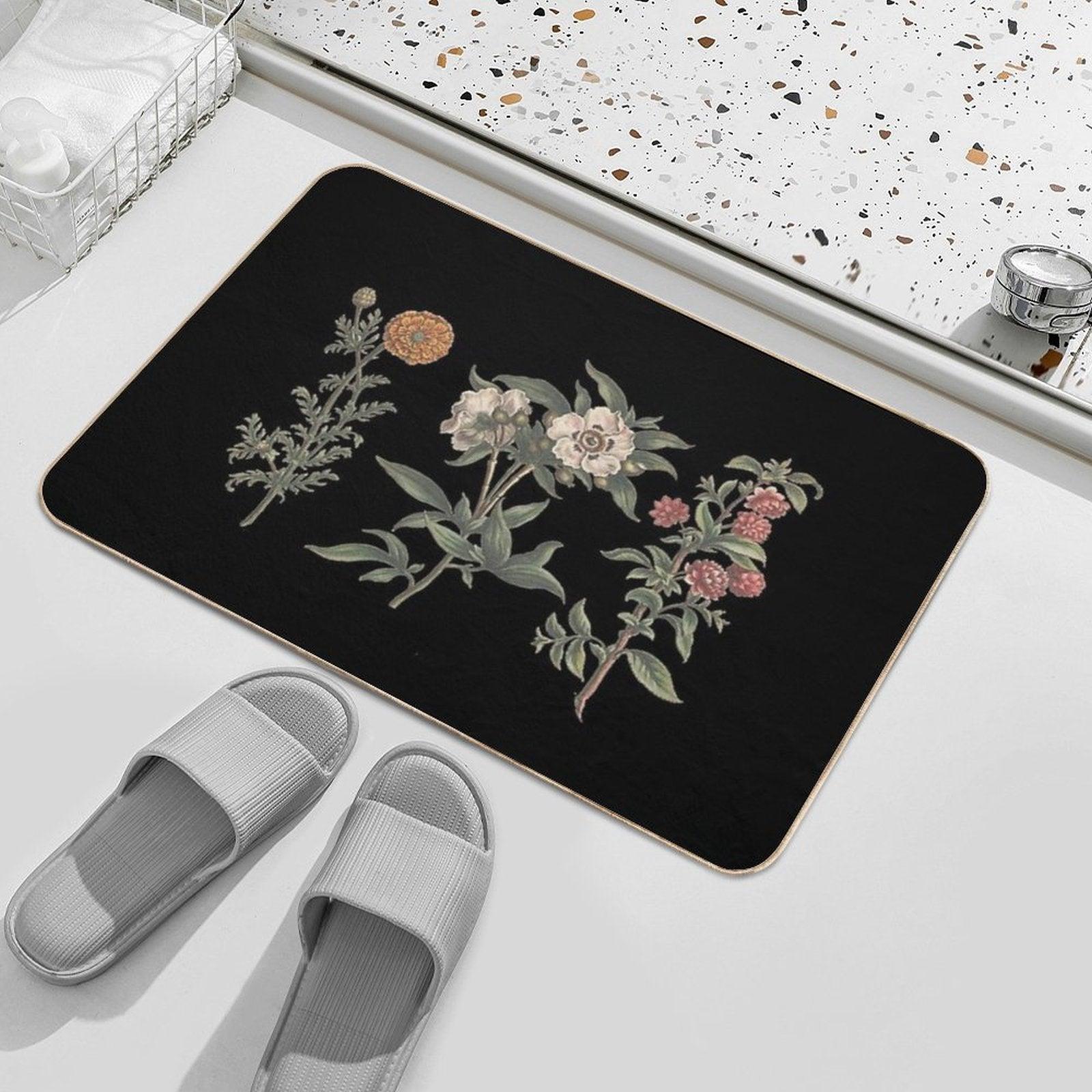 Vintage Flower Chart  Easy Maintenance Bath Mat