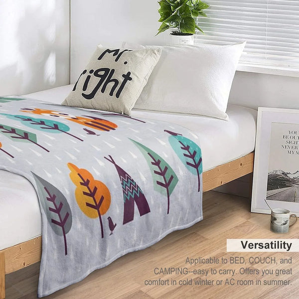 Fox in The Forest on Gray Throw Blanket