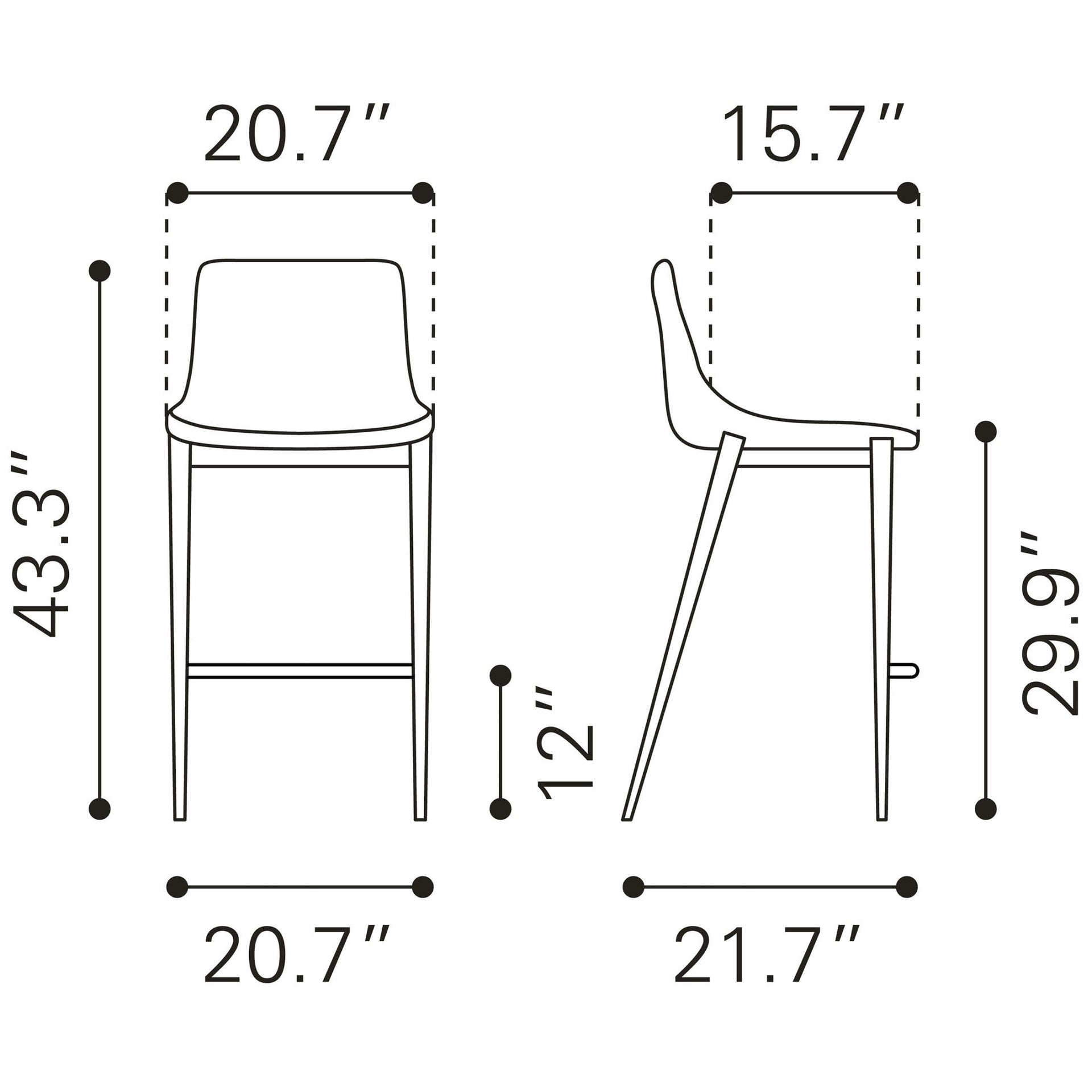 Magnus Barstool (Set of 2) Black