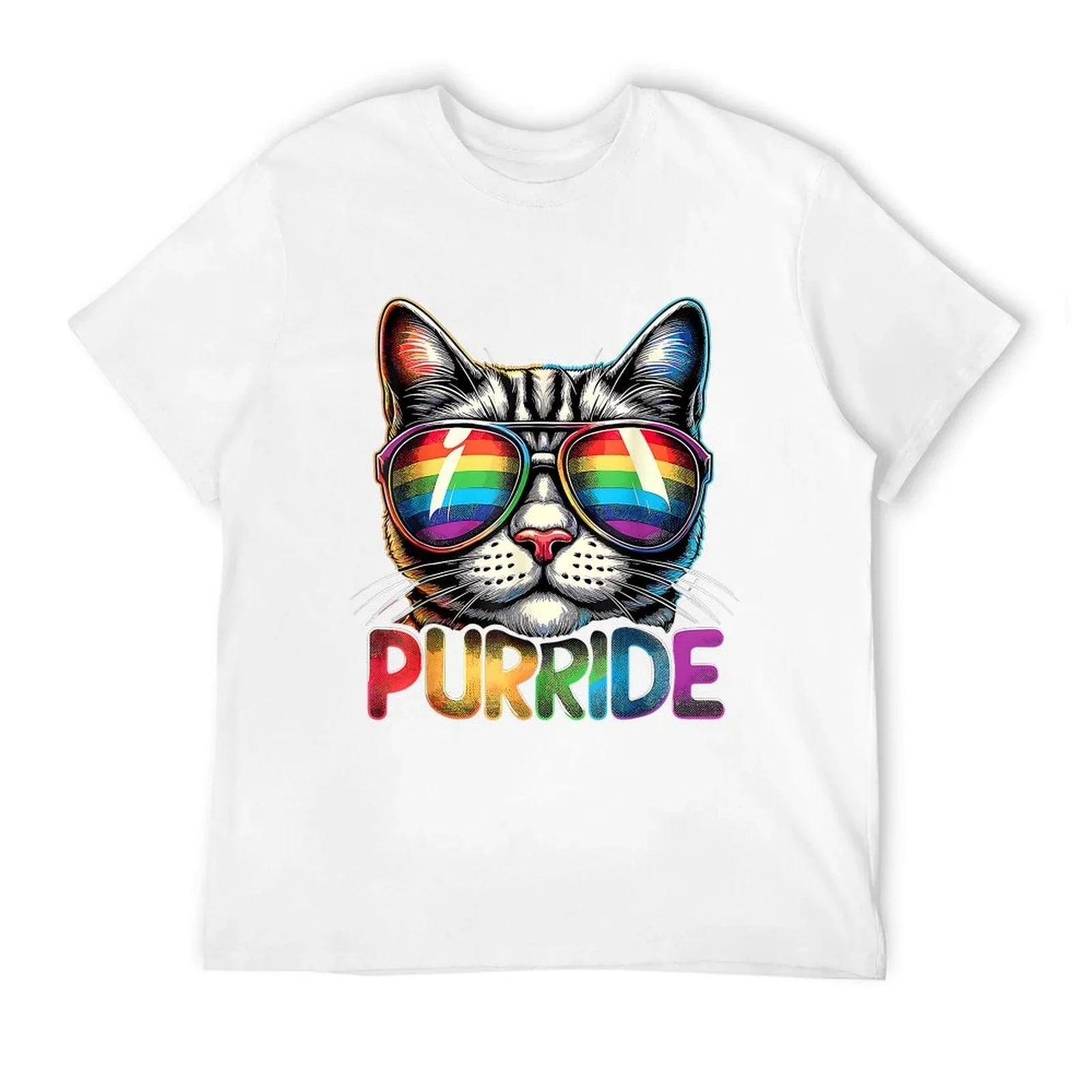 Purride Cat Rainbow Pride Month LGBTQ Ally Men Women Kids  Tagless Design T-Shirt