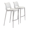 Ace Barstool (Set of 2) White & Silver