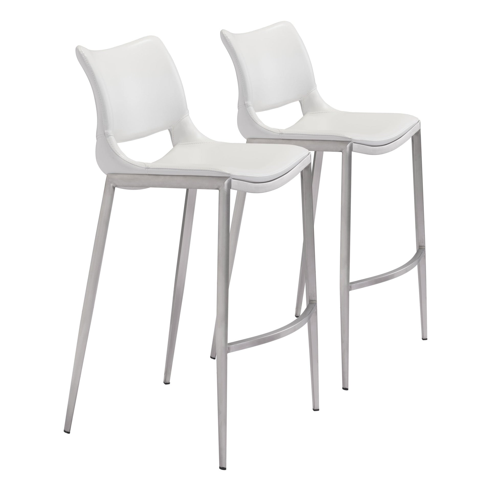 Ace Barstool (Set of 2) White & Silver