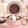 Round Smart LED Makeup Bag - Mirror Lights Travel Organizer