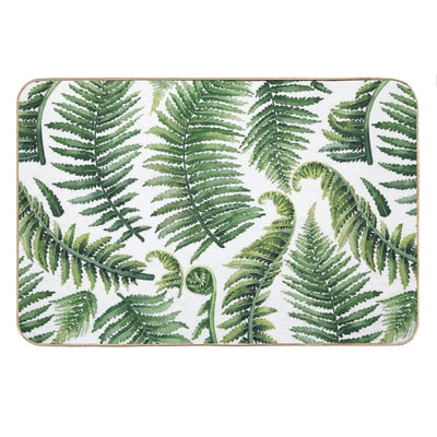 Watercolor Fern Leaves Bath Mat