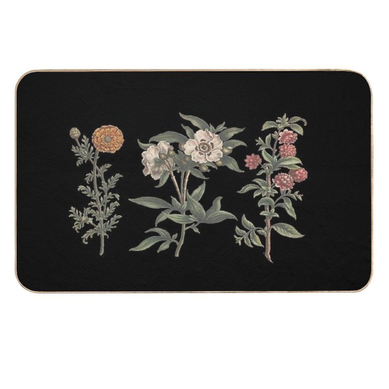 Vintage Flower Chart  Easy Maintenance Bath Mat