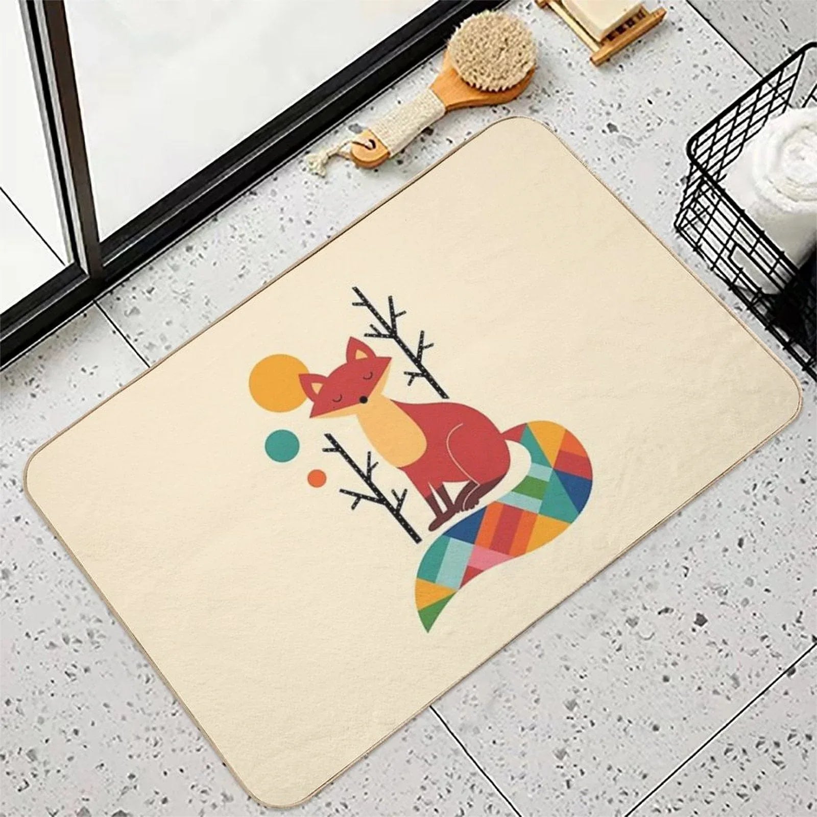 Rainbow Fox Bath Mat