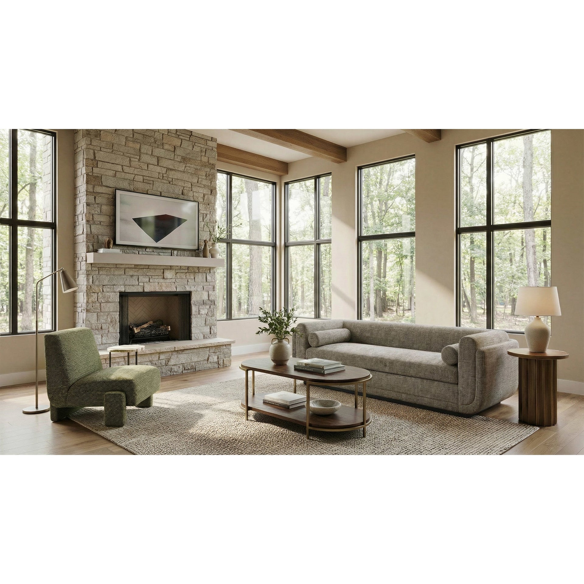 Sereneu Sofa Green Tweed