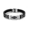 Stainless Steel Silicone Bracelet Men Jewelry Wrist Band Punk Style  Men Rubber Charm Brecelet