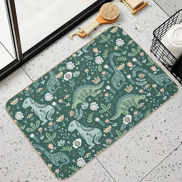 Folk Floral Dinosaur Bath Mat